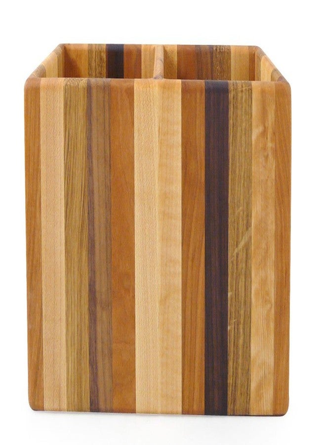 Modern Artisans American Made Mixed Wood Utensil Holder Crock, Double Size - Image 3